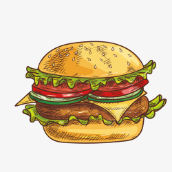 手绘涂鸦汉堡矢量图素材