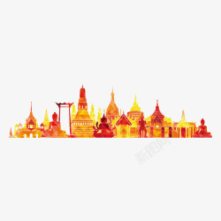 国外泰国建筑旅游景点剪影矢量图高清图片