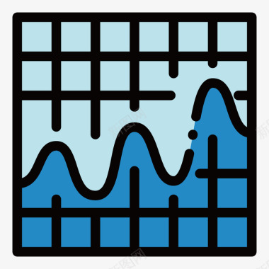 蓝色起伏数据分析元素矢量图图标图标