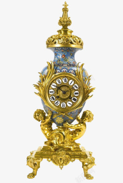 镀金的青铜景泰蓝珐琅座钟素材