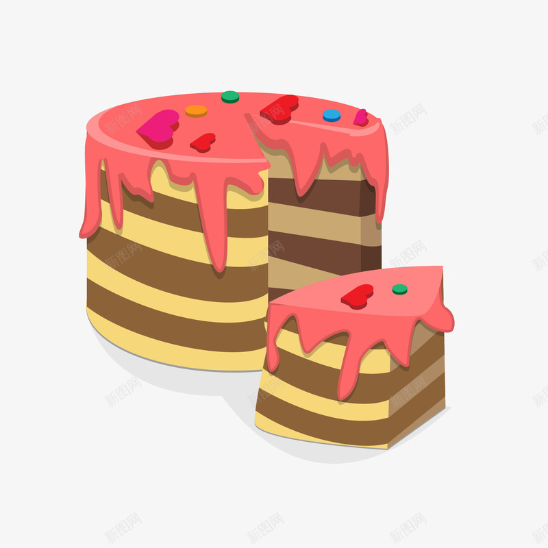 蛋糕矢量图ai免抠素材_新图网 https://ixintu.com 分蛋糕 切的蛋糕 甜点 矢量图 草莓蛋糕