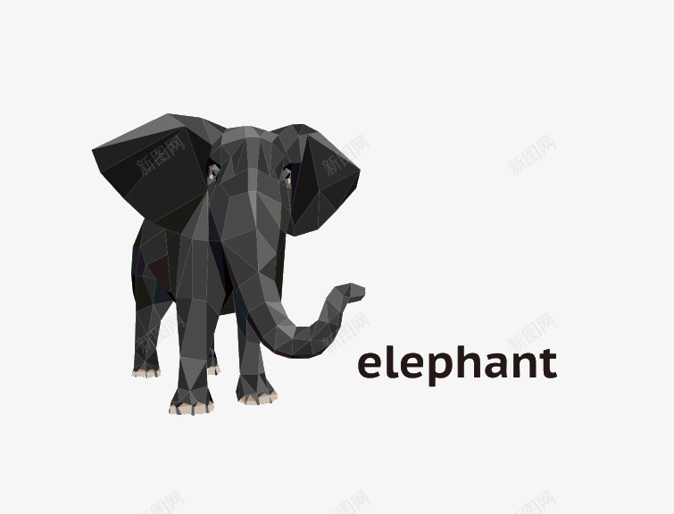 几何图像组成的大象png免抠素材_新图网 https://ixintu.com 动物 大象 黑色