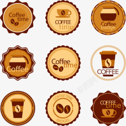 咖啡色LOGO手绘咖啡LOGO矢量图图标高清图片
