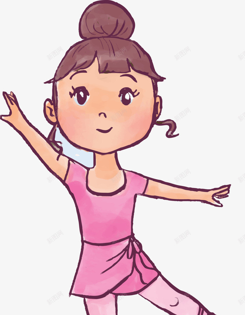 儿童节手绘跳舞的女孩png免抠素材_新图网 https://ixintu.com 儿童节 开心 手绘女孩 水彩 绘画 跳舞的女孩