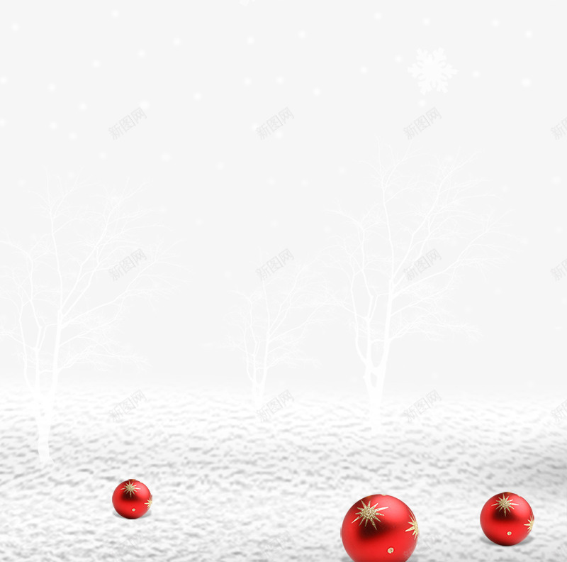 雪地上的圣诞球psd免抠素材_新图网 https://ixintu.com 下雪 冬天 卡通 圣诞球 寒冷 景色 白色 红色 结冰 雪景 雪花
