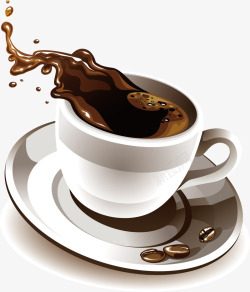 溅出的咖啡手绘快要撒出来的咖啡矢量图高清图片