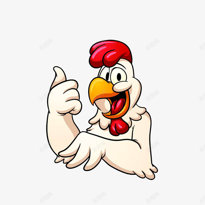 卡通比赞手势的鸡png免抠素材_新图网 https://ixintu.com 卡通鸡头像 比赞手势 白色羽毛 红色鸡冠 赞表情 鸡生蛋