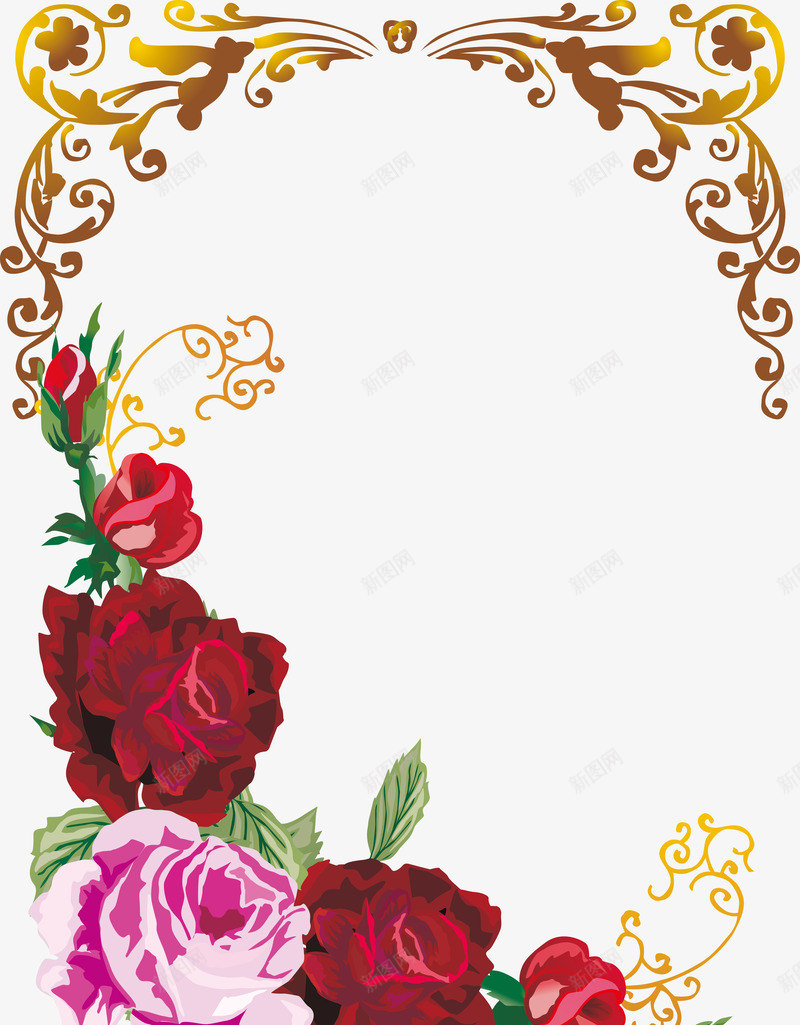 婚庆鲜花图案png免抠素材_新图网 https://ixintu.com 婚庆素材 装饰花朵 边框图案设计
