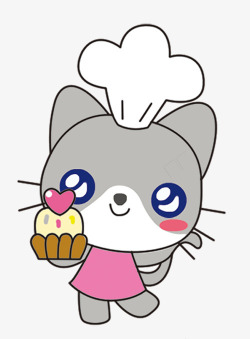 猫咪烘焙师手绘卡通猫咪面包师高清图片