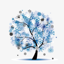 蓝色雪花树素材