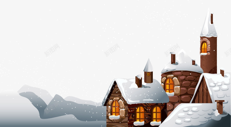 雪里的屋子psd免抠素材_新图网 https://ixintu.com 冬天 圣诞 屋子 白色 雪景
