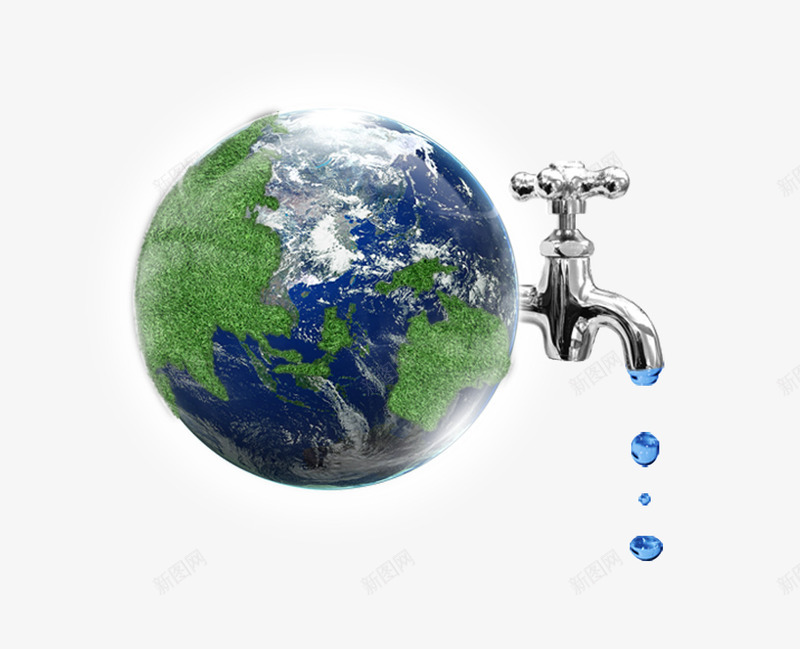 节水宣传png免抠素材_新图网 https://ixintu.com 创意 地球 水滴