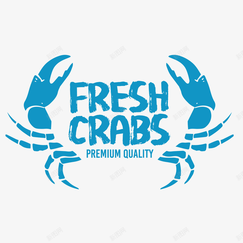 螃蟹创意标签png免抠素材_新图网 https://ixintu.com 手绘 标签设计 海鲜 蓝色 螃蟹 食物