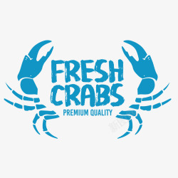 蓝色食物螃蟹创意标签高清图片