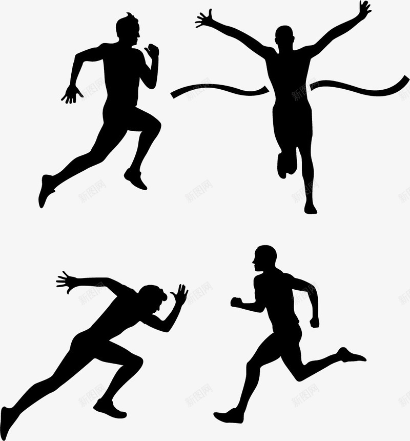 奔跑的侧影矢量图图标ai_新图网 https://ixintu.com 侧影 奔跑符号 小黑人跑步 标志 矢量图 跑步 跑步标志 跑步标识