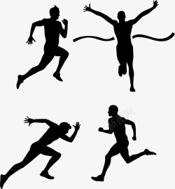 小黑人体操奔跑的侧影矢量图图标高清图片