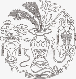 欧式罗马柱角花传统花纹装饰图案矢量图高清图片