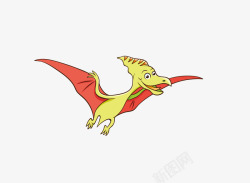 卡通手绘黄色飞行恐龙素材