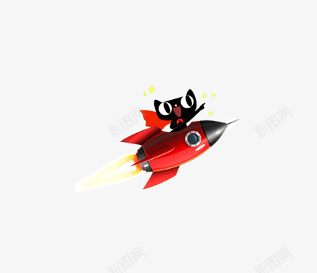 骑着火箭的天猫png免抠素材_新图网 https://ixintu.com 天猫 快速 活动 火箭 节日