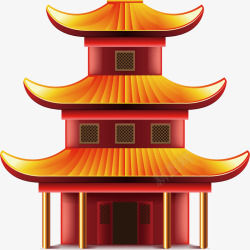 中国风复古楼亭矢量图素材