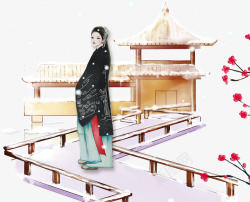 中国风彩绘女子素材