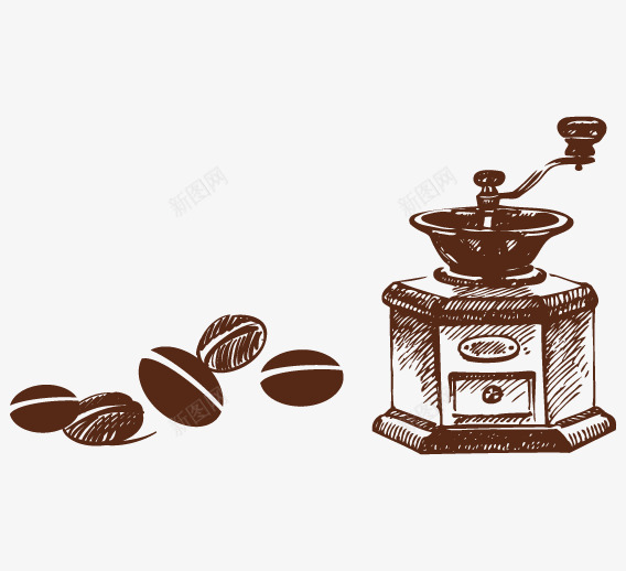 咖啡机矢量图ai免抠素材_新图网 https://ixintu.com 咖啡豆 手工 现磨 矢量图 磨制 简笔咖啡豆 苦涩