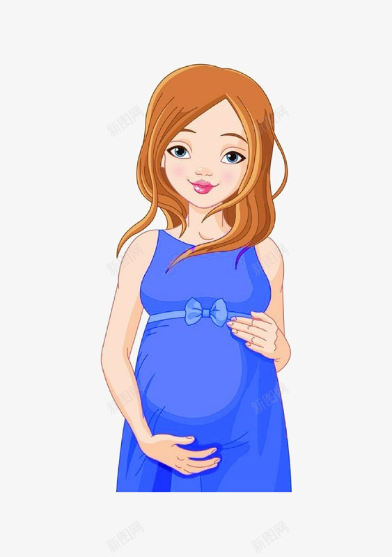 怀孕的母亲png免抠素材_新图网 https://ixintu.com 开心 微笑 怀孕 母爱 蓝色连衣裙