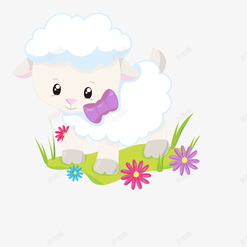 一只在草地上玩耍的小羊矢量图ai免抠素材_新图网 https://ixintu.com 一只小羊 玩耍 白色 紫色 绵羊 蝴蝶结 矢量图