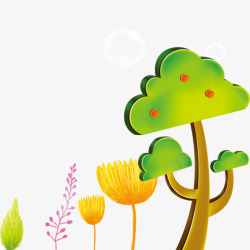春季卡通背景卡通树木高清图片