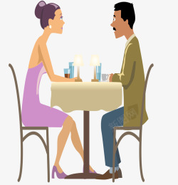 男士和女士吃饭剪影情侣约会场景高清图片