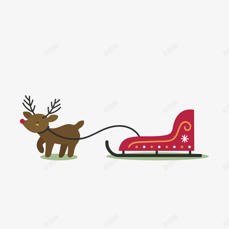 驯鹿拉雪橇png免抠素材_新图网 https://ixintu.com 冬季素材 圣诞元素 雪橇