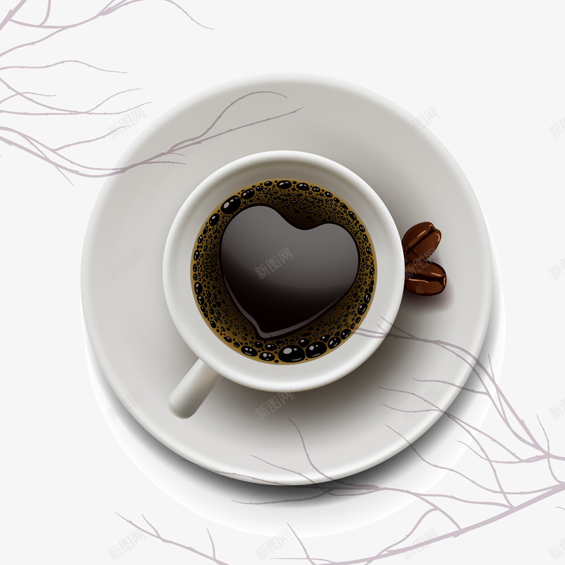 咖啡干枝背景png免抠素材_新图网 https://ixintu.com 俯视的咖啡杯 咖啡与干枝矢量素材 咖啡背景免费png下载 干枝与咖啡