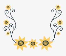 太阳花卉边框矢量图素材