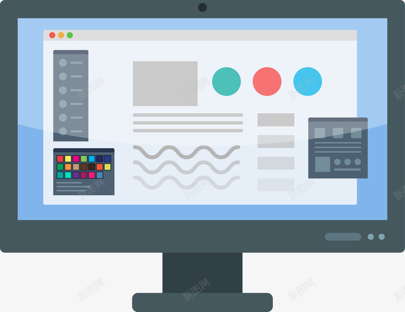 卡通臺式電腦顯示器矢量圖ai免摳素材_新圖網 https://ixintu.