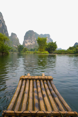 木筏山水中的木筏高清图片