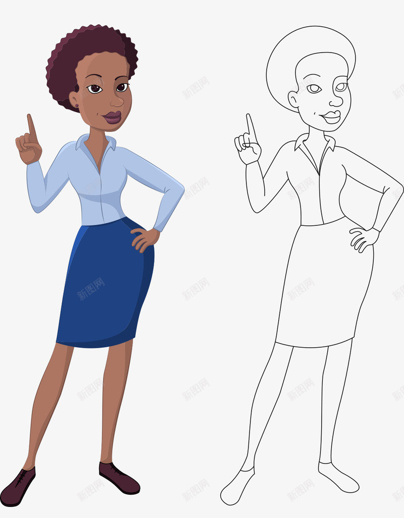 卡通手绘美国黑人商务女士png免抠素材_新图网 https://ixintu.com 卡通的女士 商务的女士 平面人物 手绘的黑人 美国的黑人