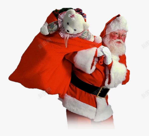 拿着礼物袋子的圣诞老人png免抠素材_新图网 https://ixintu.com 拿着礼物袋子的圣诞老人
