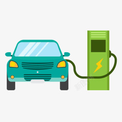 汽车充电城市新能源电动汽车绿色充电矢量图高清图片