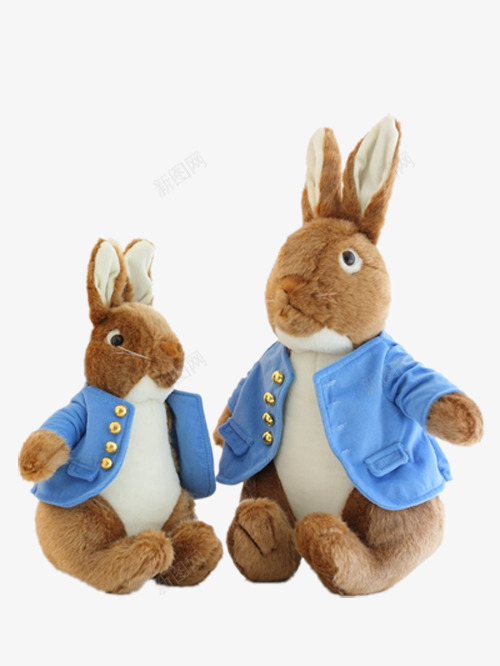 彼得兔公仔兔子毛绒玩具png免抠素材_新图网 https://ixintu.com 两只彼得兔 产品实物 可爱的彼得兔 蓝色衣服的彼得兔