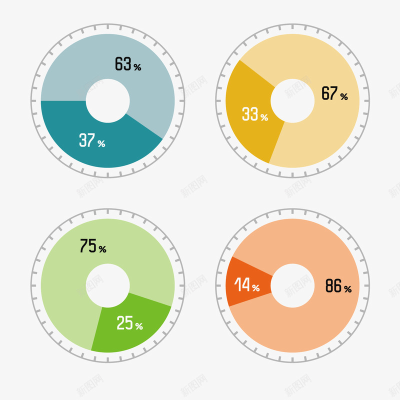 彩色圆形图表矢量图ai免抠素材_新图网 https://ixintu.com 分析 图表 彩色 数据 矢量图