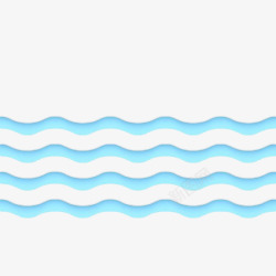 蓝色的海手绘蓝色水波纹曲线高清图片