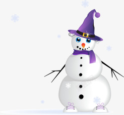 免费领海报紫色尖尖帽雪人矢量图高清图片