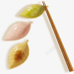 树叶陶瓷餐具筷子素材