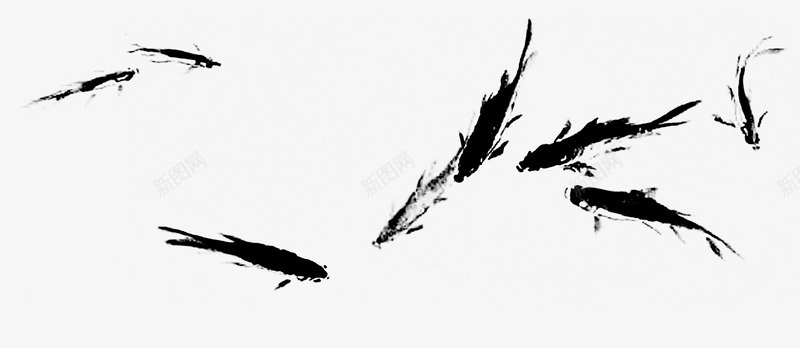 古典剪影中国风鱼群图标图标