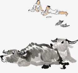 小孩骑牛水墨图放牛的小孩高清图片