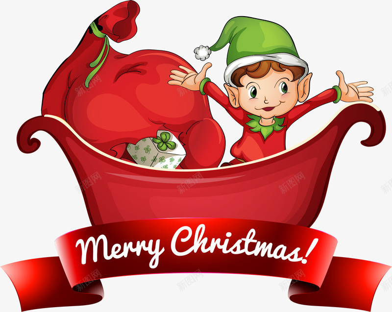 圣诞红色福袋与小男孩png免抠素材_新图网 https://ixintu.com 卡通 圣诞 小男孩 男孩 矢量圣诞 矢量圣诞素材 红色福袋