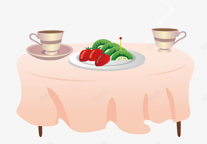 桌上的咖啡和水果矢量图ai免抠素材_新图网 https://ixintu.com 咖啡 手绘 插画 桌子 水果 矢量元素 矢量图