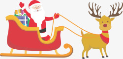 驾驶车圣诞节驾驶驯鹿车的圣诞老人矢量图高清图片