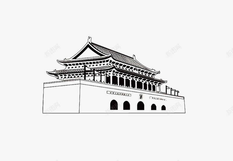 天安门线描png免抠素材_新图网 https://ixintu.com 免费下载 天安门 天安门剪影 天安门素描 天安门线描 线稿