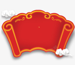 新年新春节日中式大红扇形卷轴高清图片